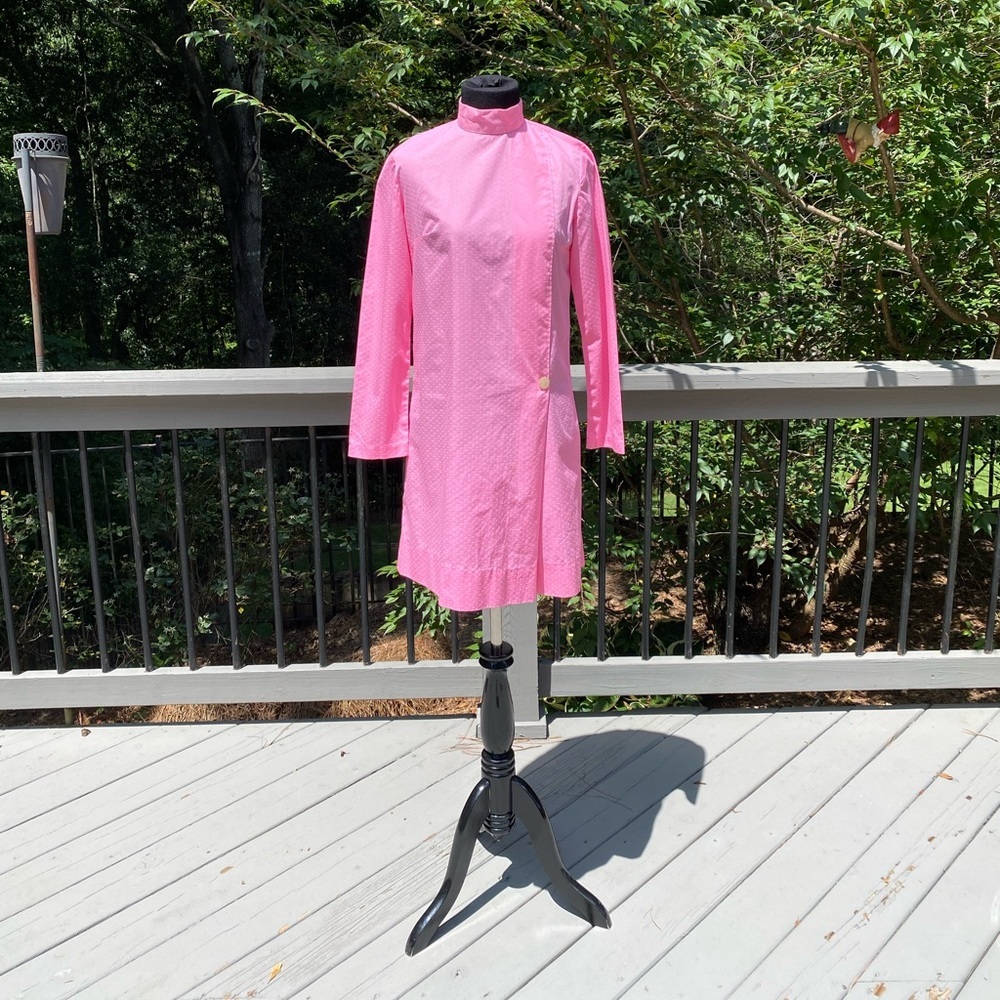 Vintage 60s Novelty Flocked Bow metal Zipper Mod Mini Scooter Mad Men Dress